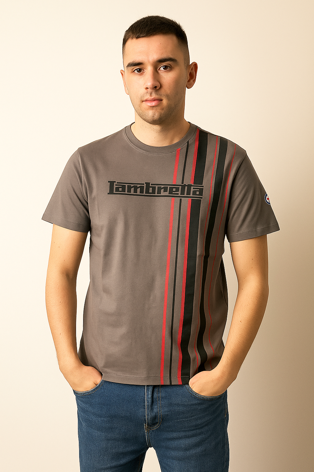 Racing Stripe Tee Granite